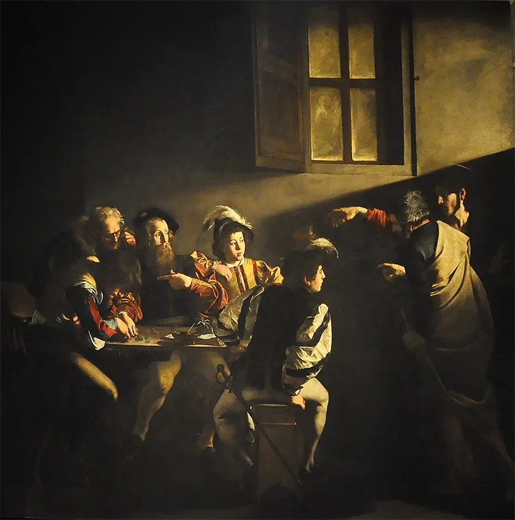 La Vocation de saint Matthieu - Caravaggio, Public domain, via Wikimedia Commons